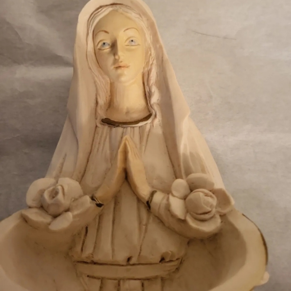Vintage Holy Water Font Dipinto A Mano Made in Italy Holy Mary Bless - Picture 7 of 9